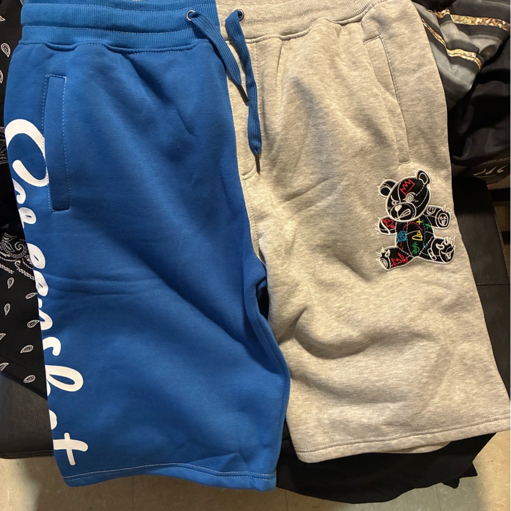 Men’s Blue and Gray Joggers with Bear Patch